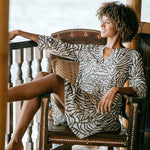 Namibia V Neck Tunic - Brown/White - Simply Beach UK
