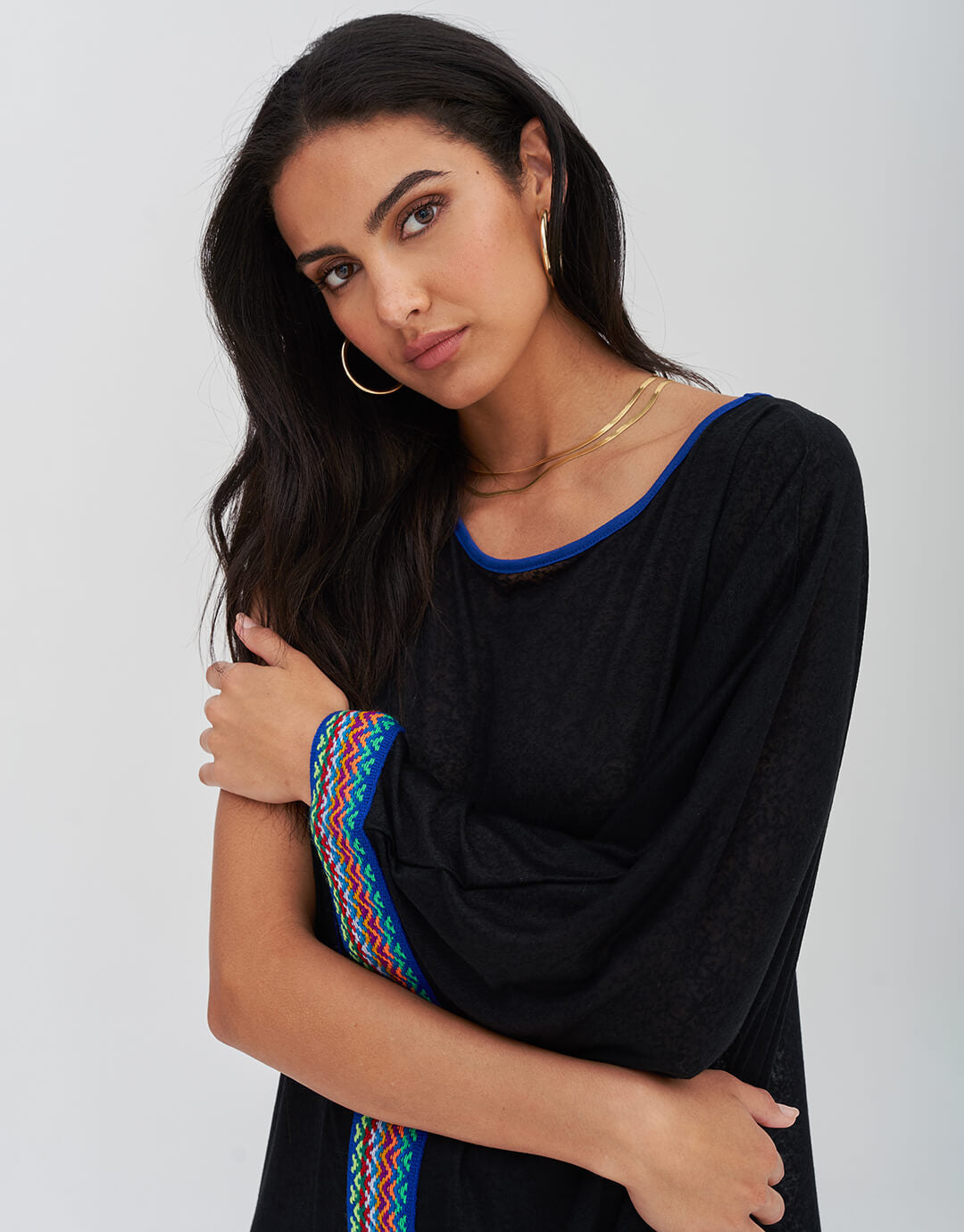 Waterfall Sleeve Dress - Black - Simply Beach UK