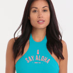 Banana Moon Teens Shoreline Skate High Neck Crop Top - Caraibes