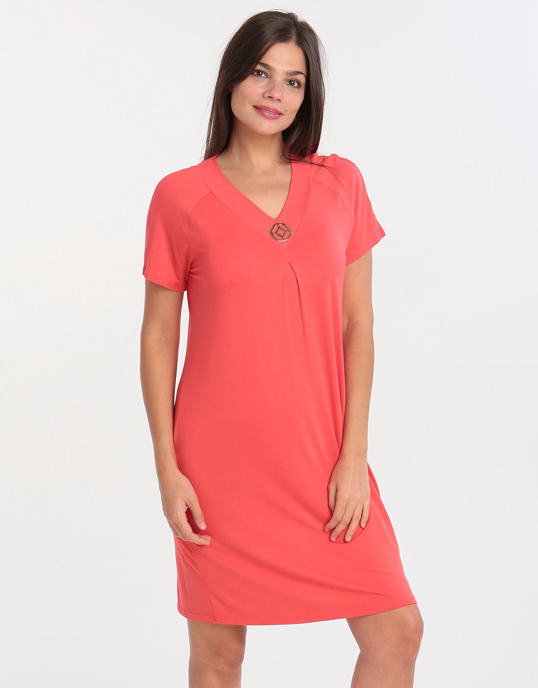 Charmor Short Sleeve Dress - Red