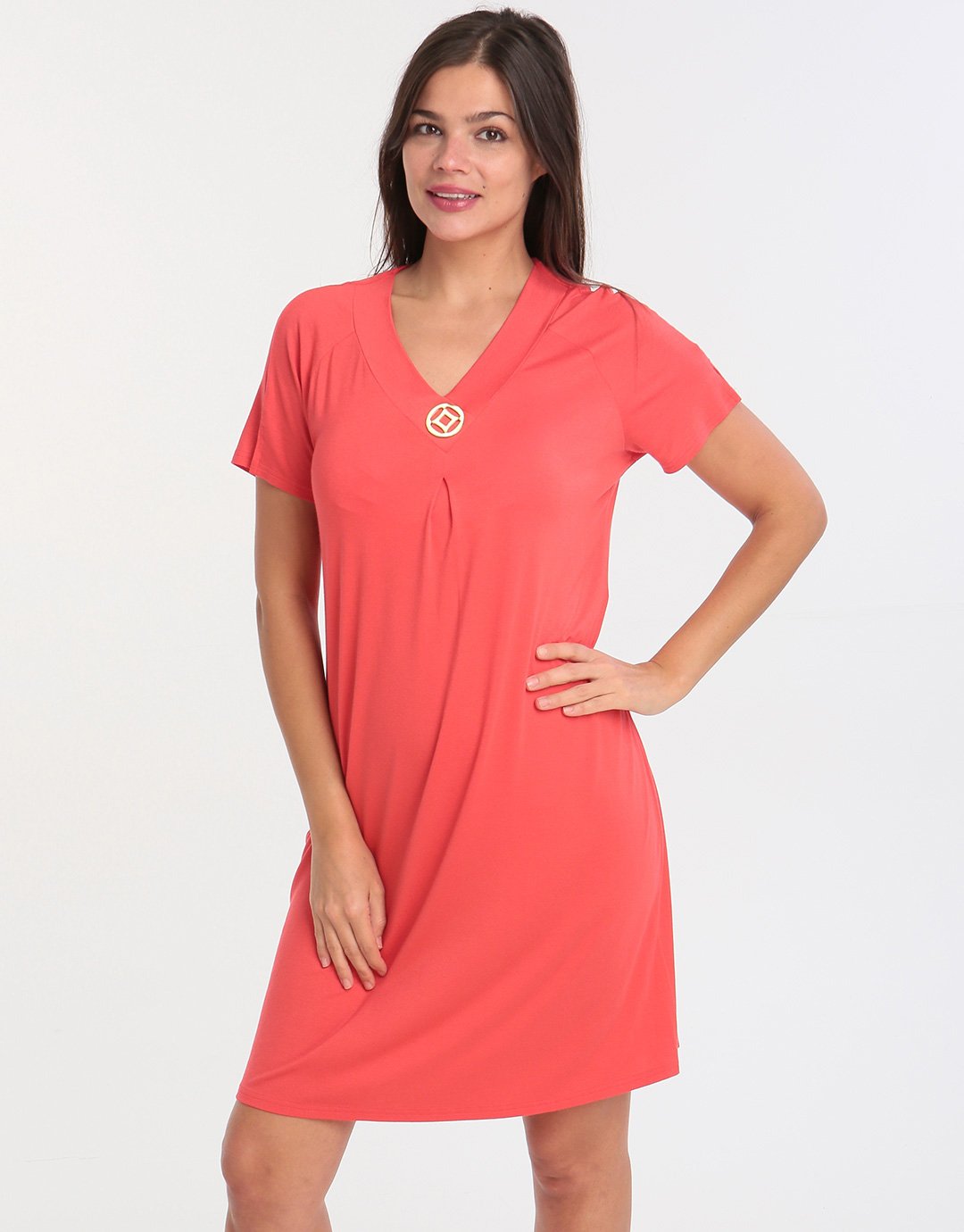 Charmor Short Sleeve Dress - Red