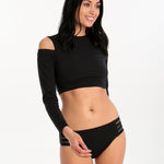 Seafolly Active Cold Shoulder Rash Vest - Black