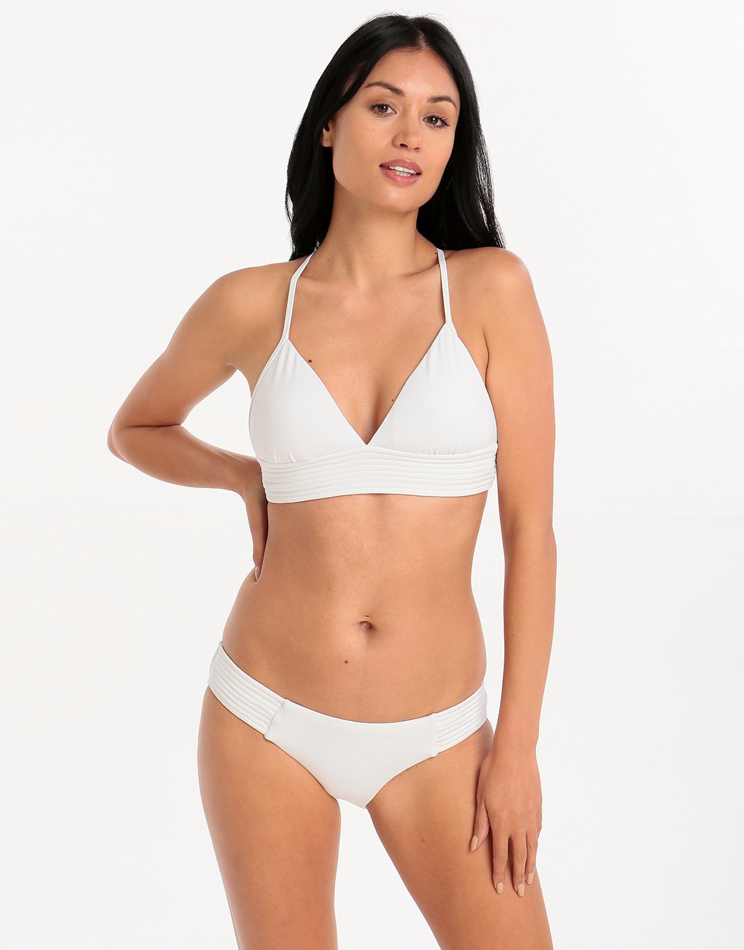 Seafolly Swim Quilted Fixed Tri Bikini Top - White