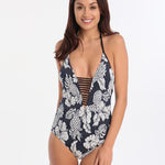 Seafolly Royal Horizon Deep V Maillot - Blue
